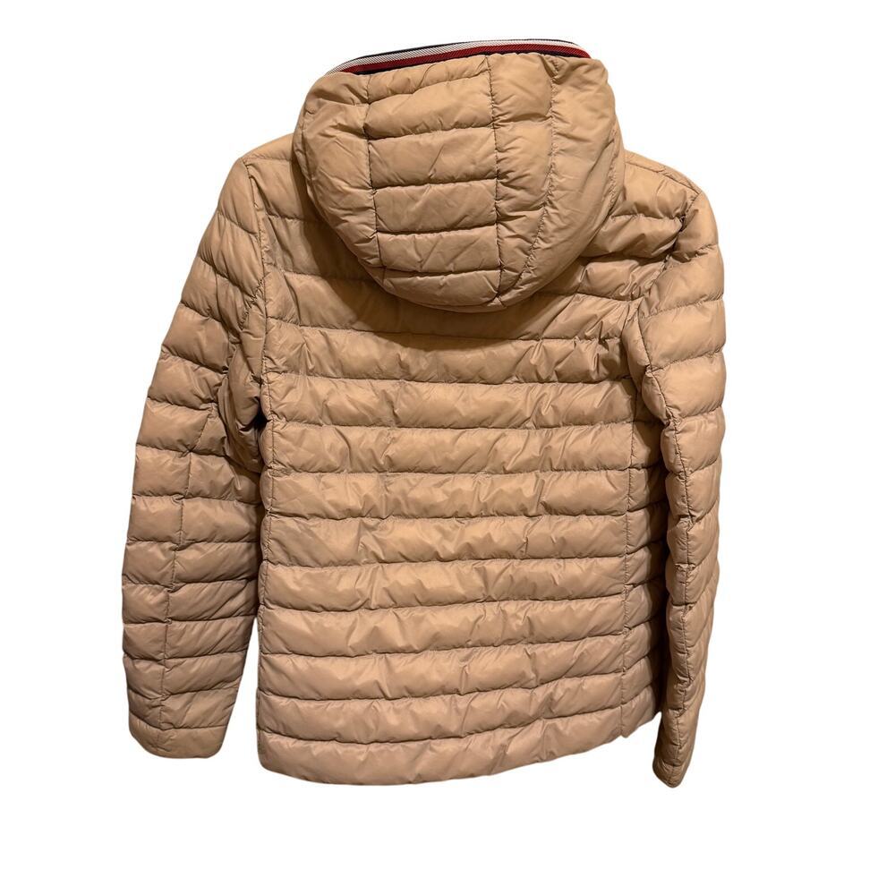 Tommy Hilfiger Lightweight Hooded Puffer Jacket Beige Tan Hood Striped Trim S - Picture 7 of 14